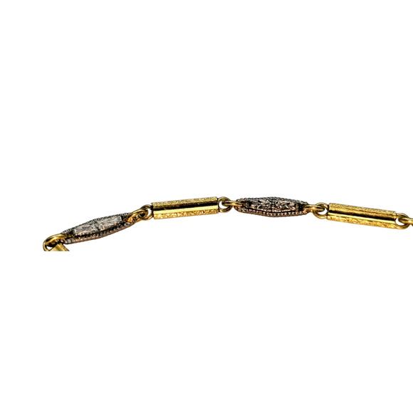 Antique Art Deco Simmons 14" Ornate Link Two Tone Gold Filled Pocket Watch Chain - Picture 4 of 12